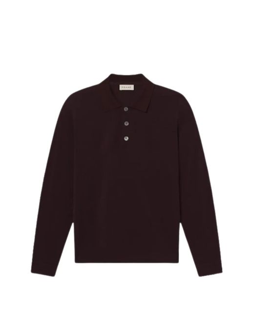 FRAME Red Long-Sleeved Piqué Polo Shirt for men