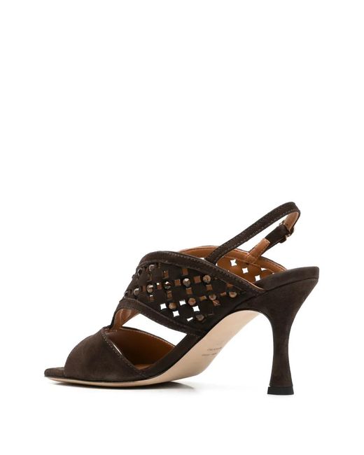 Evaluna Brown Suede Heeled Sandals