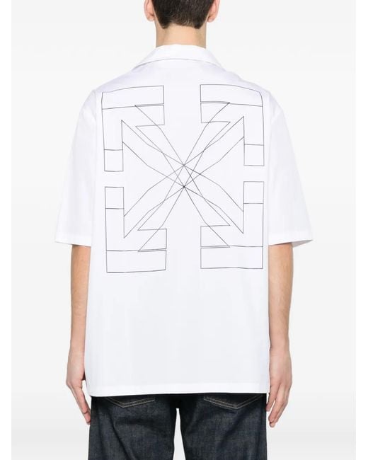 Off-White c/o Virgil Abloh White Logo-Print Short-Sleeve Shirt for men