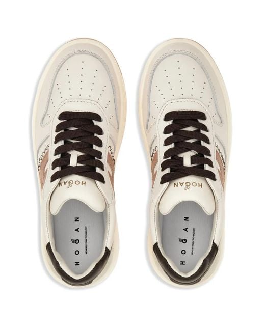 Hogan White H630 Lace-Up Sneakers