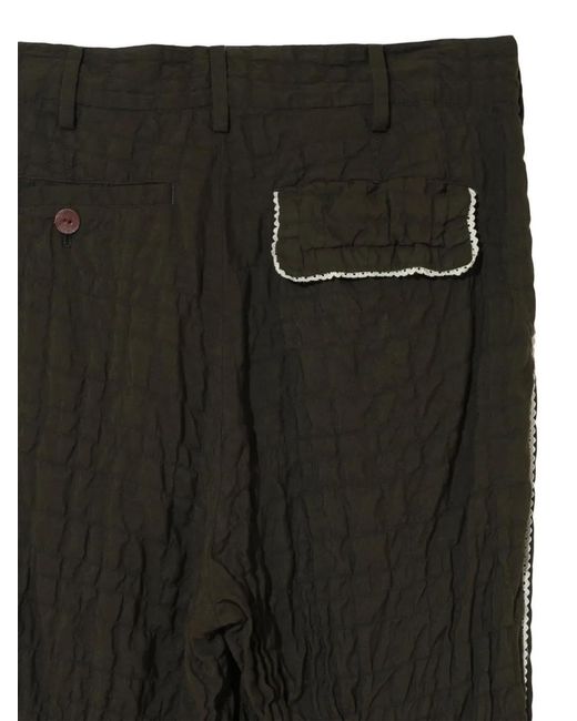 Undercover Black Quilted Lace-Trimmed Trousers for men