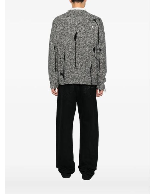 Atomo Factory Gray Distressed Marl-Knit Sweater for men