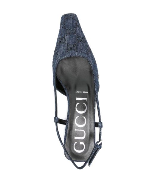 Gucci Blue Crystal-embellished GG Monogram Pumps