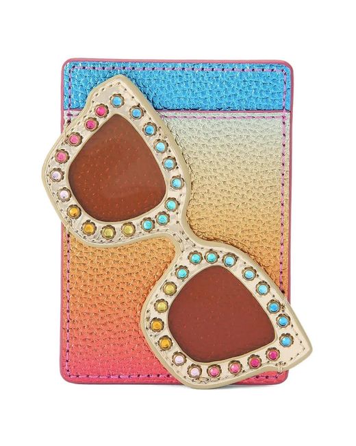 Kurt Geiger Blue Crystal-Embellished Sunglasses Metallic Card Holder