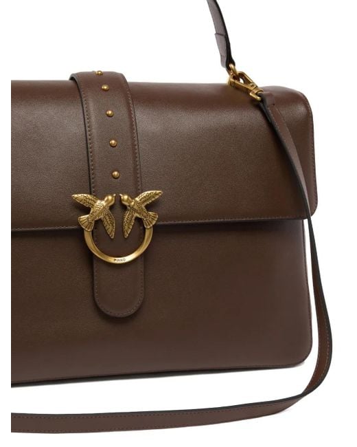 Pinko Brown Leather Maxi Love Bag Slouchy Shoulder Bag
