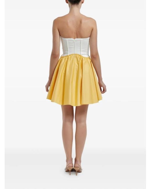 POST MERIDIEM Yellow Pleated Mini Dress