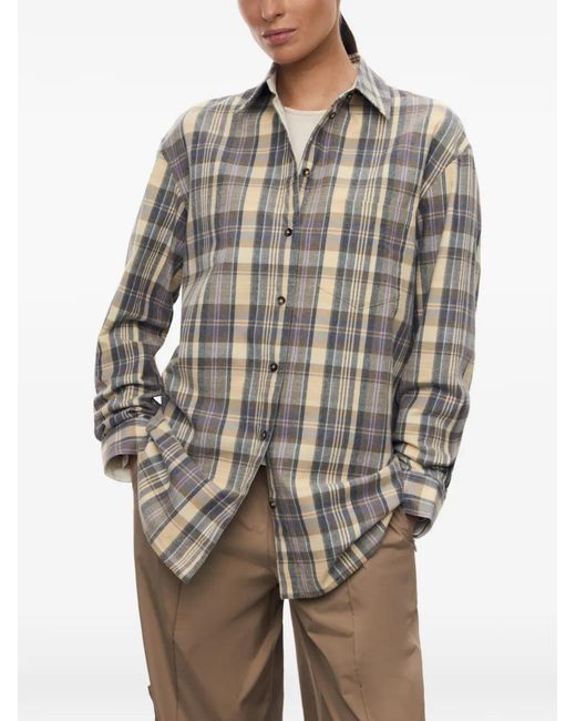 12 STOREEZ Gray Marilyn Check-Pattern Shirt
