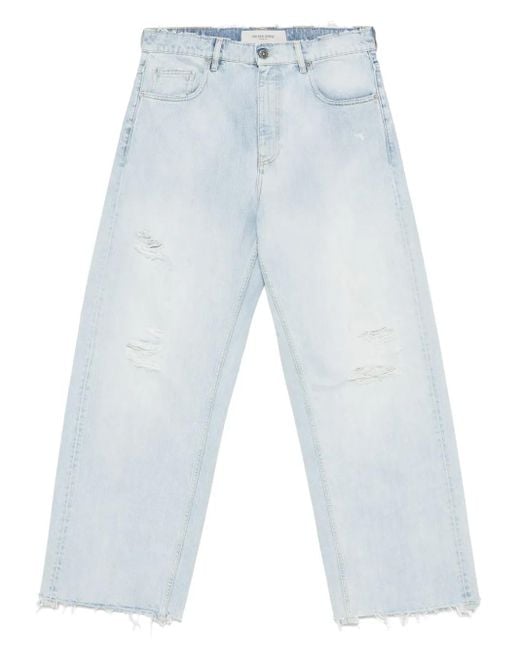 Golden Goose Deluxe Brand Light Distressed Jeans With Frayed Hem And Cl in Blue für Herren