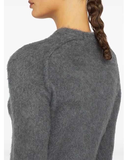 Jil Sander Gray Virgin Wool And Silk Sweater With Brushed Finish
