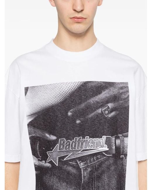 Badfriend Gray Graphic-Print T-Shirt for men