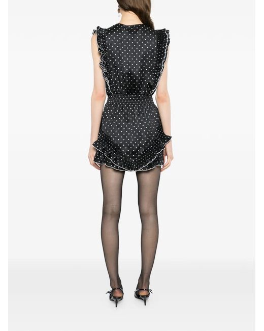 Self-Portrait Black Polka-Dot Mini Dress