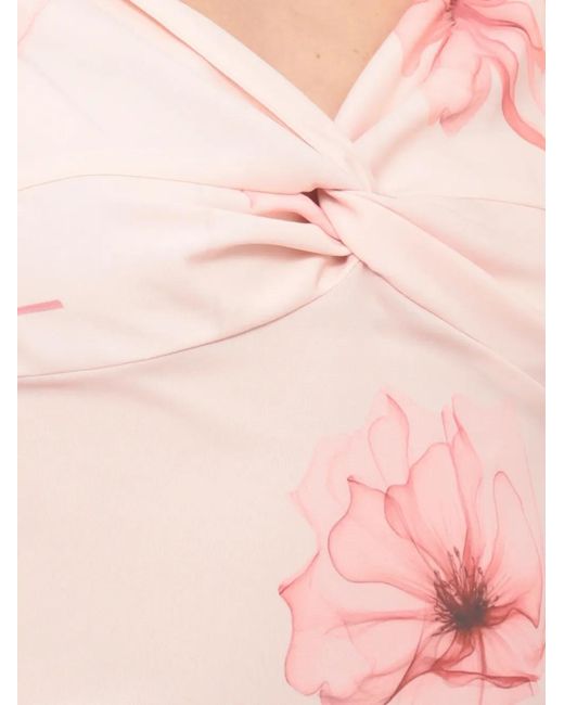 Mar De Margaritas Pink Robe Longue Benedetta À Fleurs Et Manches Bouffantes