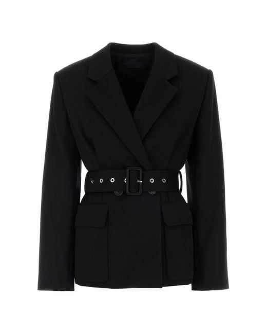Lanvin Black Belted Long-Sleeve Blazer