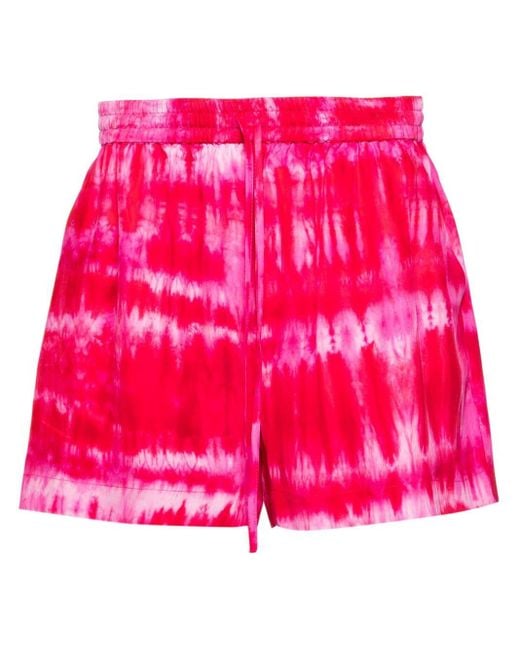 Shorts sportivi con fantasia tie dye di P.A.R.O.S.H. in Pink