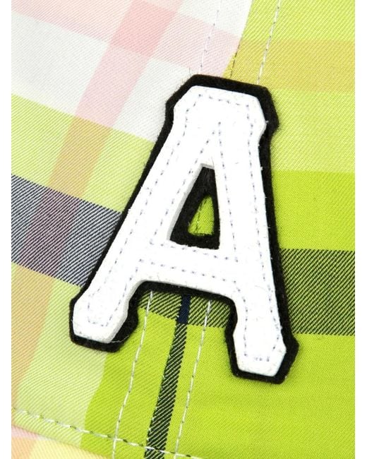 Aape By A Bathing Ape Green Checked-Pattern Logo-Patch Cap for men