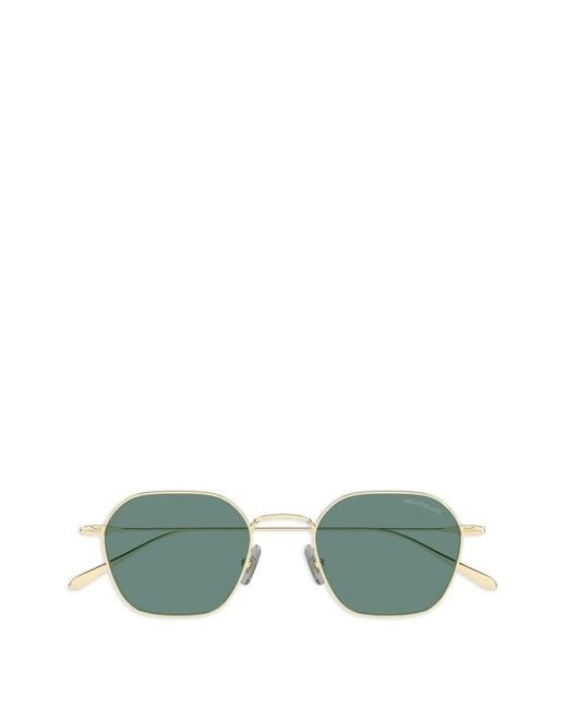 Montblanc Green Geometric-Frame Sunglasses for men