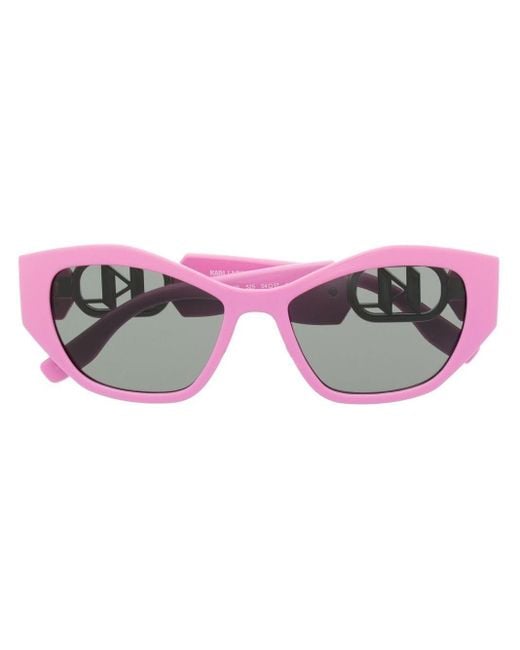 Karl Lagerfeld Logo-plaque Cat-eye Sunglasses in Pink | Lyst