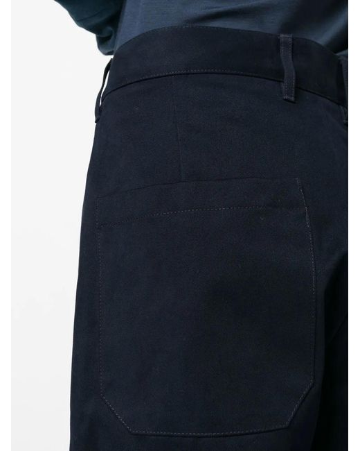 Studio Nicholson Blue High-Waisted Cotton Trousers for men