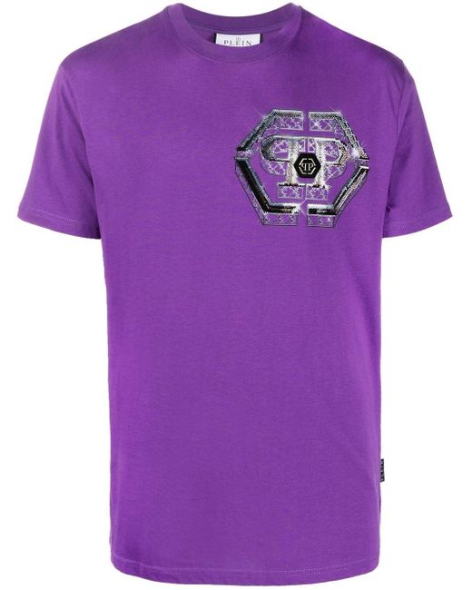 T-shirt con stampa di Philipp Plein in Purple da Uomo