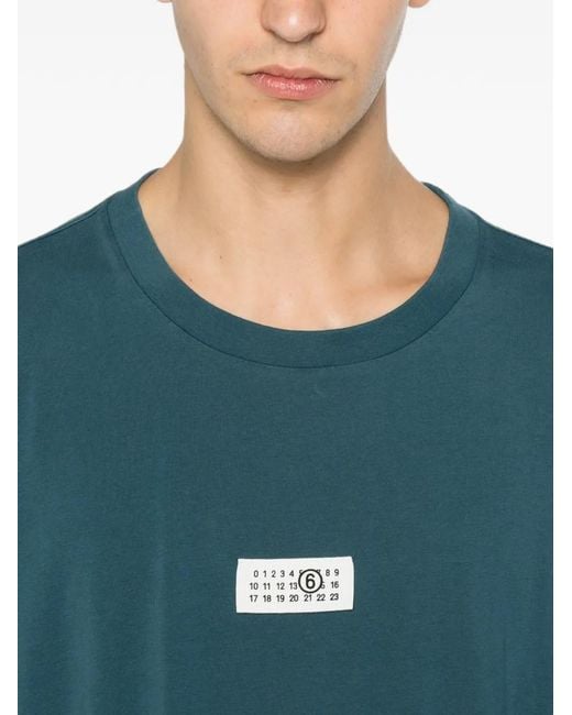 MM6 by Maison Margiela Blue Logo-Patch T-Shirt
