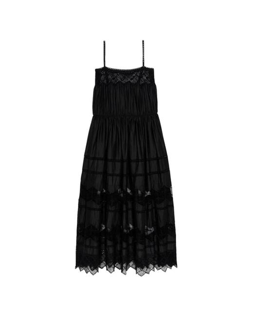 The Great Black Rosette Crochet-Trim Midi Dress