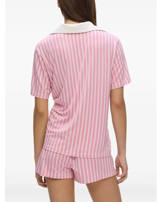 Karl Lagerfeld Pink Signature Stripe-Print Pajamas