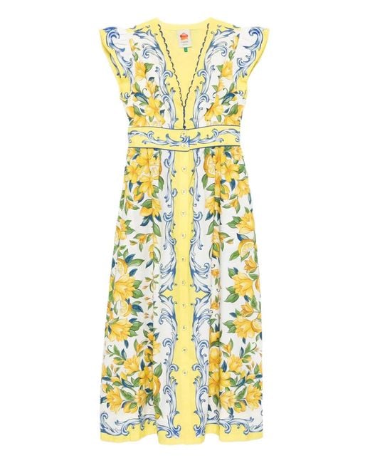Farm Rio Yellow Sicily Maxi Dress