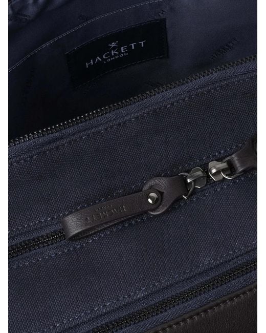 Hackett Blue Leather-Trimmed Canvas Holdall for men