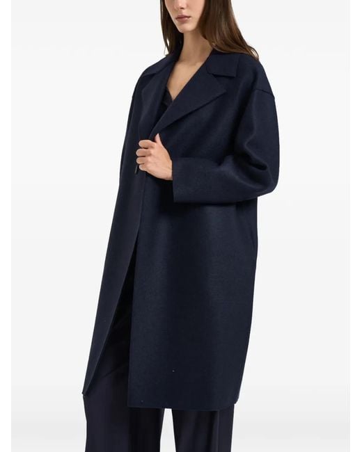 Harris Wharf London Blue Double-Breasted Notched-Lapels Coat