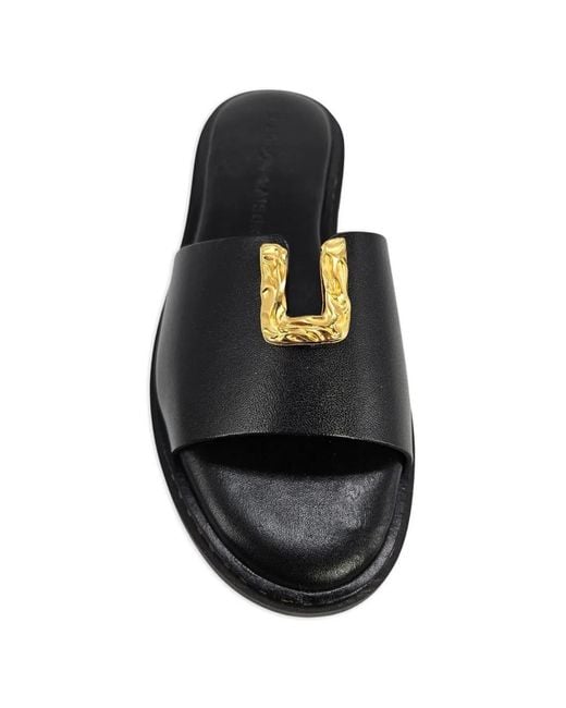 Madison Maison Black Sandales En Cuir À Fini Martelé