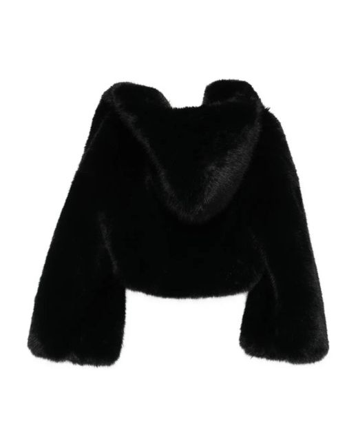 GIUSEPPE DI MORABITO Black Hooded Faux-Fur Jacket