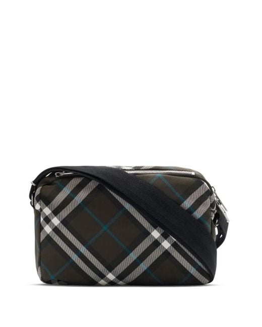Burberry Black Essential Check Cross Body Bag for men