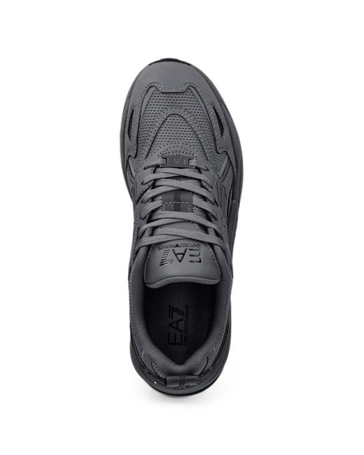 EA7 Gray Logo-Patch Panelled Sneakers for men