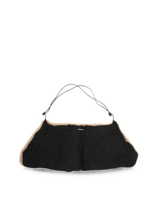 DSquared² Black Faux-Fur Drawstring Scarf