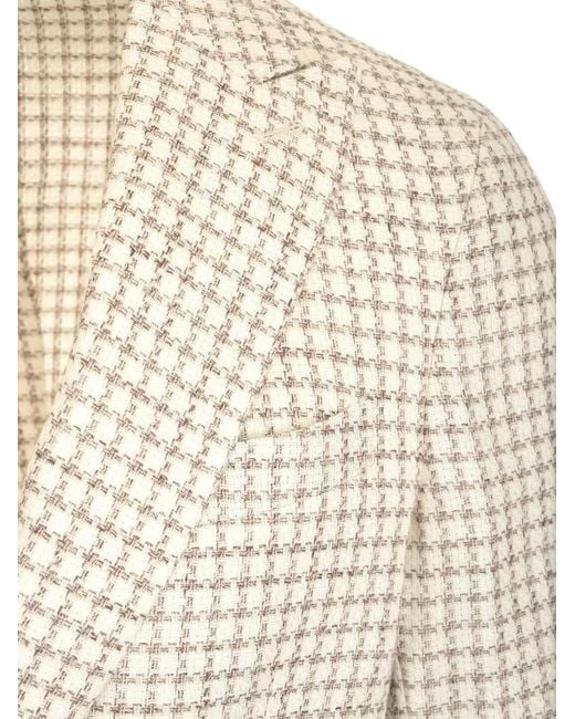 Al Duca D'aosta White Houndstooth-Pattern Blazer for men