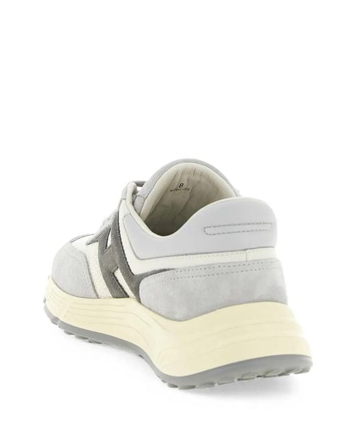Hogan White Hyperlight Suede-Panel Low-Top Sneakers for men