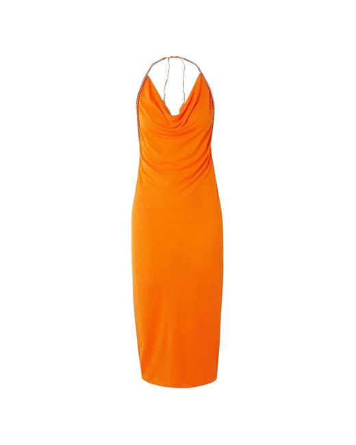 Dion Lee Orange Bead-Embellished Dress