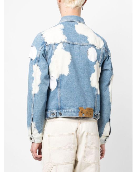 Veste en jean à effet délavé Off-White c/o Virgil Abloh pour homme en coloris Blue