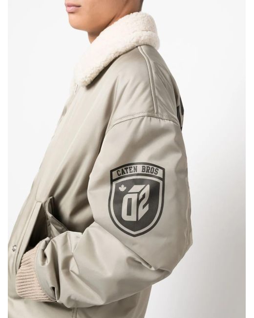 DSquared² Natural Logo-Print Bomber Jacket for men