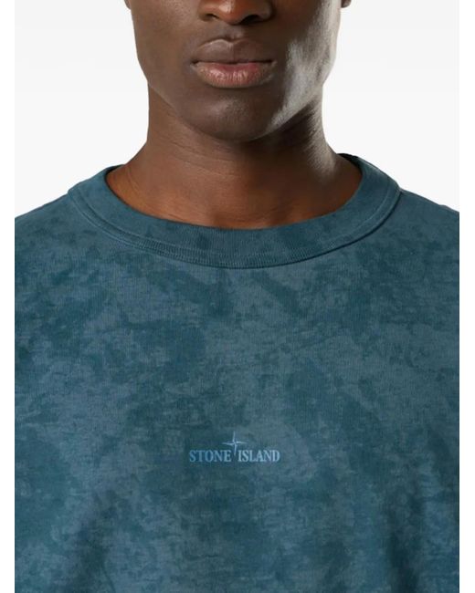 Stone Island Blue Long-Sleeve Graphic T-Shirt for men