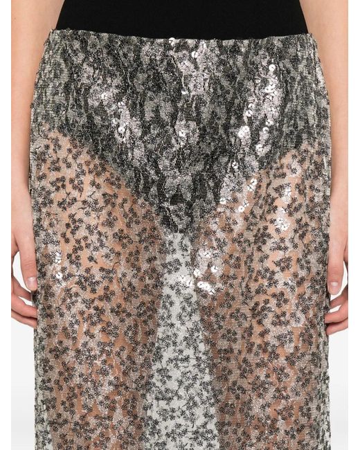Christopher Esber Gray Sequinned Midi Skirt