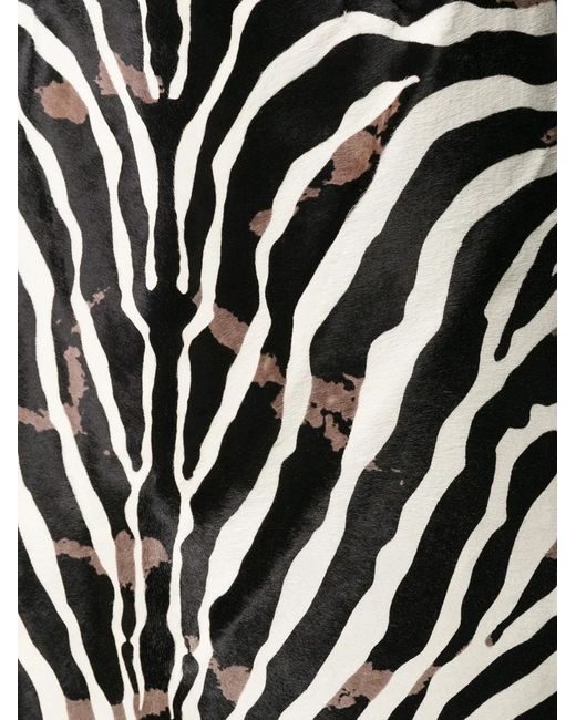 Tod's Black Zebra Print Calf Hair Skirt