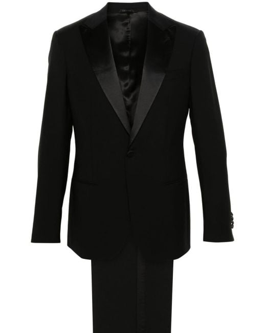 メンズ Giorgio Armani Contrast Wool Single-breasted Suit Black