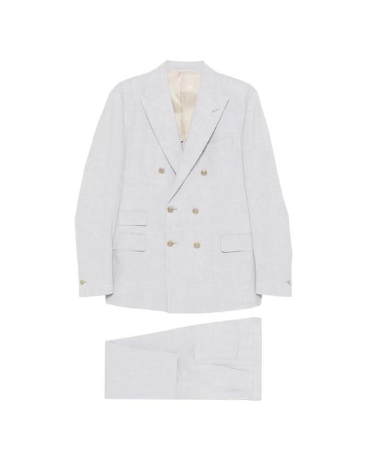 Eleventy White Double-Breasted Suit for men