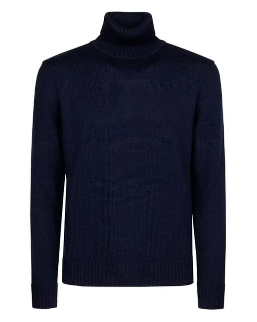 Alpha Industries Blue High-Neck Wool Sweater for men