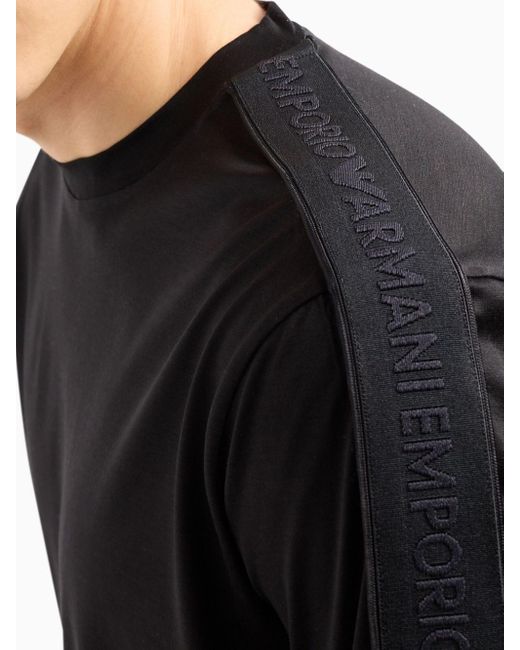 Emporio Armani Black Logo-tape Cotton T-shirt for men