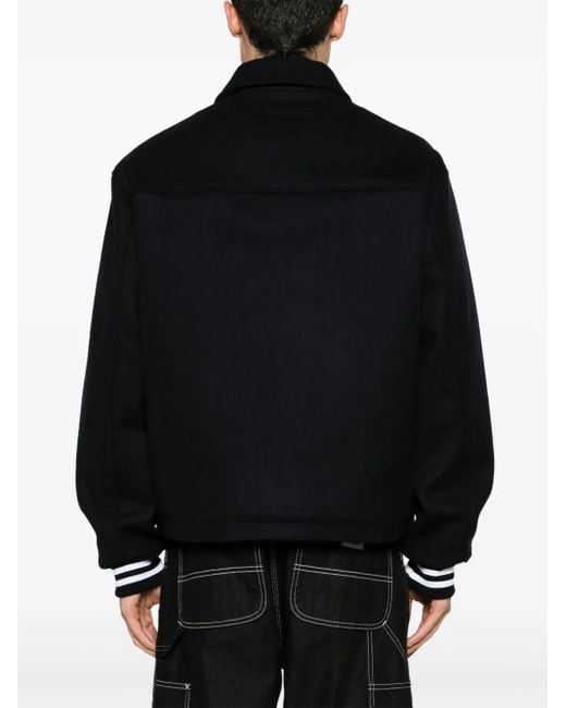 Aries Black Logo-Appliqué Varsity Jacket for men