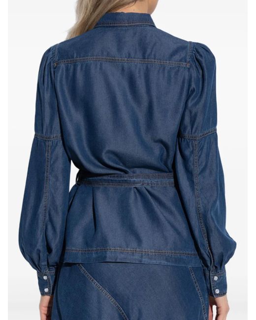 Munthe Blue Denim Belted Blouse