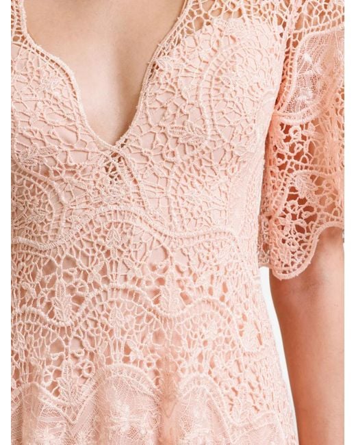 Gemy Maalouf Pink Lace V-Neck Maxi Dress