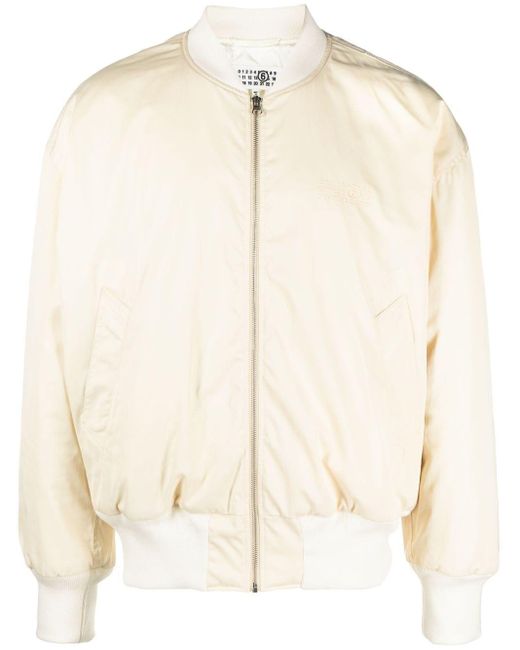 MM6 by Maison Martin Margiela Natural Neutral Logo-embroidered Bomber Jacket - Men's - Polyester/cotton/viscose/polyestercotton for men